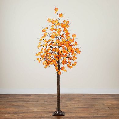 nearly natural 6-ft. Pre-Lit Minimalist Artificial Autumn Maple Tree with 120 LED Lights