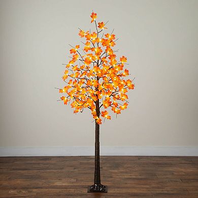 nearly natural 6-ft. Pre-Lit Minimalist Artificial Autumn Maple Tree with 120 LED Lights