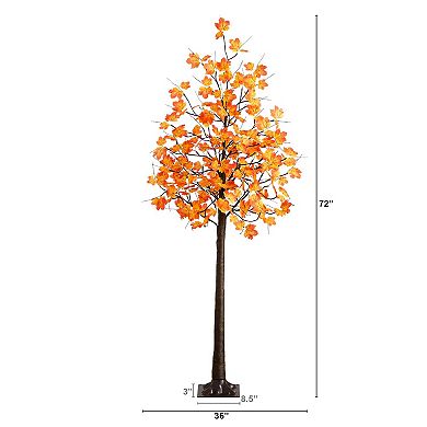 nearly natural 6-ft. Pre-Lit Minimalist Artificial Autumn Maple Tree with 120 LED Lights