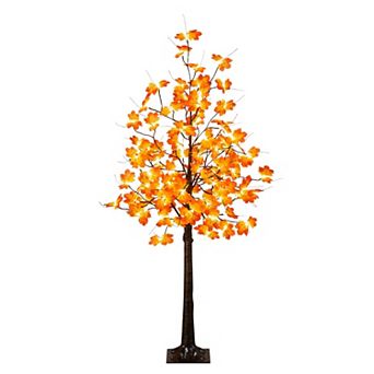 nearly natural 5-ft. Pre-Lit Minimalist Artificial Autumn Maple Tree with 96 LED Lights