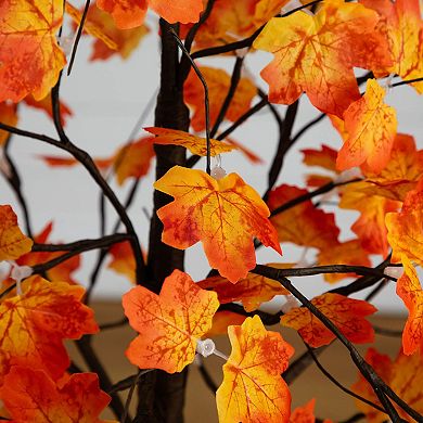 nearly natural 5-ft. Pre-Lit Minimalist Artificial Autumn Maple Tree with 96 LED Lights