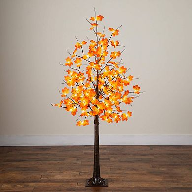 nearly natural 5-ft. Pre-Lit Minimalist Artificial Autumn Maple Tree with 96 LED Lights