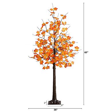 nearly natural 5-ft. Pre-Lit Minimalist Artificial Autumn Maple Tree with 96 LED Lights