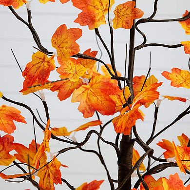 nearly natural 4-ft. Pre-Lit Artificial Autumn Maple Tree with 56 LED Lights