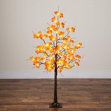 nearly natural 4-ft. Pre-Lit Artificial Autumn Maple Tree with 56 LED Lights