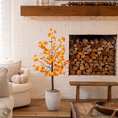 nearly natural 4-ft. Pre-Lit Artificial Autumn Maple Tree with 56 LED Lights