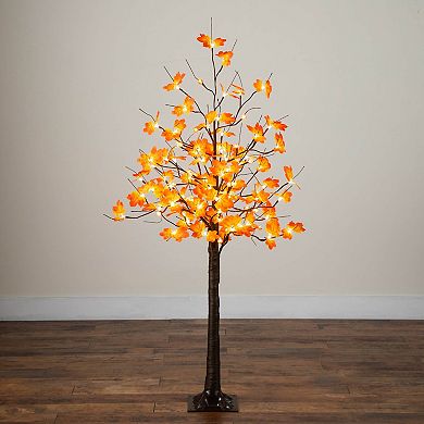 nearly natural 5-ft. Pre-Lit Minimalist Artificial Autumn Maple Tree with 96 LED Lights