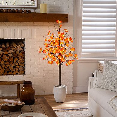 nearly natural 5-ft. Pre-Lit Minimalist Artificial Autumn Maple Tree with 96 LED Lights