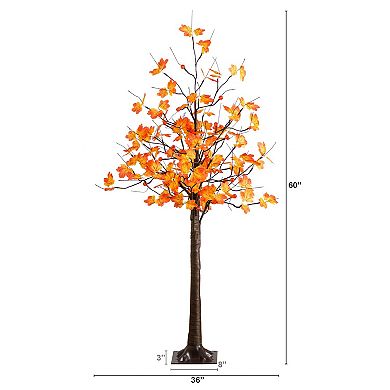 nearly natural 5-ft. Pre-Lit Minimalist Artificial Autumn Maple Tree with 96 LED Lights