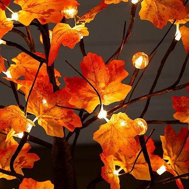 nearly natural 4-ft. Pre-Lit Minimalist Artificial Autumn Maple Tree with LED Lights