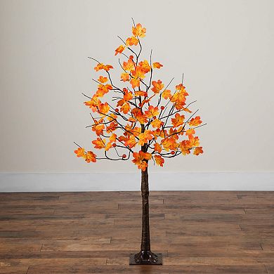 nearly natural 4-ft. Pre-Lit Minimalist Artificial Autumn Maple Tree with LED Lights