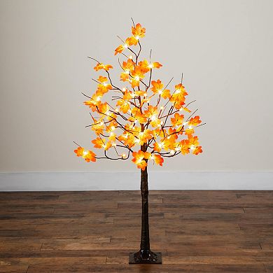 nearly natural 4-ft. Pre-Lit Minimalist Artificial Autumn Maple Tree with LED Lights