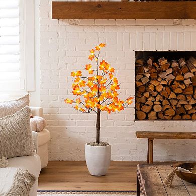 nearly natural 4-ft. Pre-Lit Minimalist Artificial Autumn Maple Tree with LED Lights