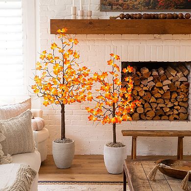 nearly natural 4-ft. Pre-Lit Minimalist Artificial Autumn Maple Tree with LED Lights