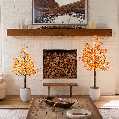 nearly natural 4-ft. Pre-Lit Minimalist Artificial Autumn Maple Tree with LED Lights