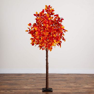 nearly natural 6-ft. Pre-Lit Artificial Autumn Tree with 300 LED Lights