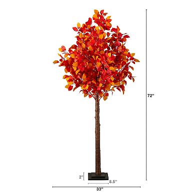 nearly natural 6-ft. Pre-Lit Artificial Autumn Tree with 300 LED Lights