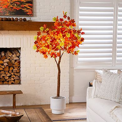 nearly natural 6-ft. Pre-Lit Artificial Maple Tree with 360 Warm White LED Lights