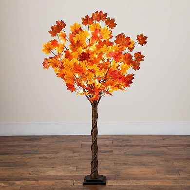 nearly natural 4-ft. Pre-Lit Artificial Autumn Maple Tree with 68 LED Lights
