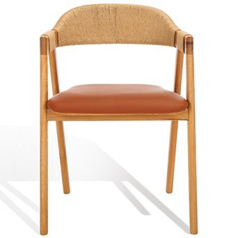 Safavieh Eamon Dining Chair with Upholstered Seat and Natural Wood Frame