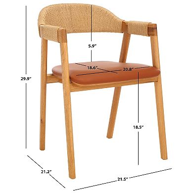 Safavieh Eamon Dining Chair with Upholstered Seat and Natural Wood Frame