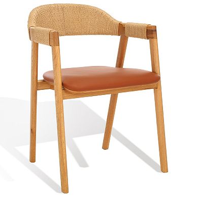 Safavieh Eamon Dining Chair with Upholstered Seat and Natural Wood Frame