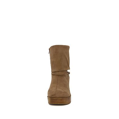Yoki Yale-25 Women's Chunky Folded Upper Heel Boots