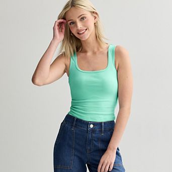 Juniors' SO® Square Neck Cropped Tank Top