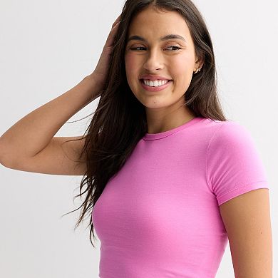 Juniors' SO® Cropped Crewneck Graphic Tee