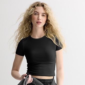 Juniors' SO® Cropped Crewneck Graphic Tee