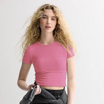 Juniors' SO® Cropped Crewneck Tee