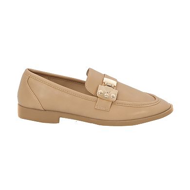 Yoki Junia-06 Women's Faux Patent Leather Loafers Gold Buckle
