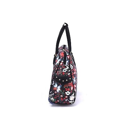 Mellow World Stitched Floral Print Wheeled Tote Bag
