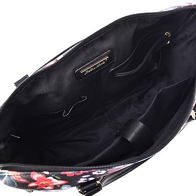 Mellow World Stitched Floral Print Wheeled Tote Bag