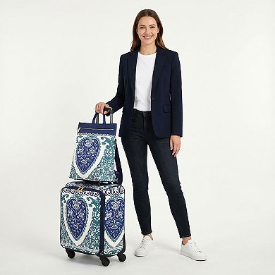 Mellow World Porcelain Printed 20-Inch Spinner Suitcase