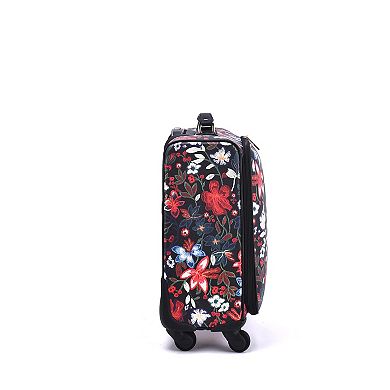 Mellow World Stitched Floral Print Carry-On Spinner Suitcase