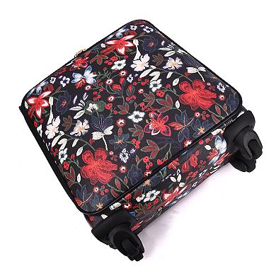 Mellow World Stitched Floral Print Carry-On Spinner Suitcase