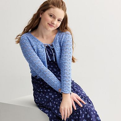 Girls Knit Works 2-Piece Long Sleeve Tie Front Cardigan & Short Tiered Dress Set