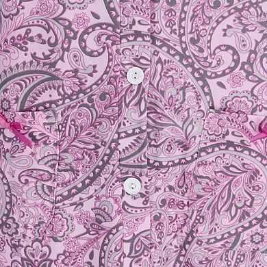 CTM Women's Plus Size Paisley Short Sleeve Duster Sleep Gown