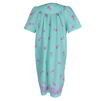 Elegant Emily Women's Floral Woven Seersucker Duster Gown