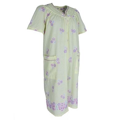 Elegant Emily Women's Floral Woven Seersucker Duster Gown