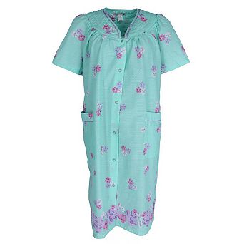 Elegant Emily Women's Floral Woven Seersucker Duster Gown