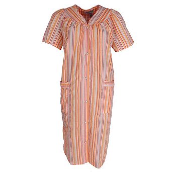 Elegant Emily Women's Snap Front Striped Duster Gown