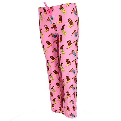Roll Outta Bed Women's Cowgirl Polysuede Open Bottom Pajama Pants