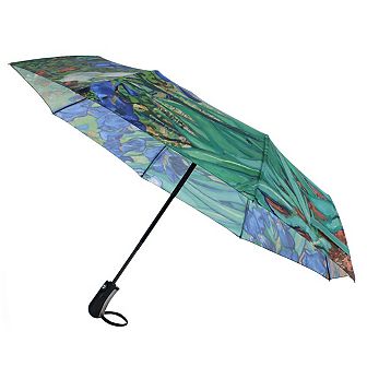 CTM Women's Van Gogh Irises Auto Open Compact Umbrella