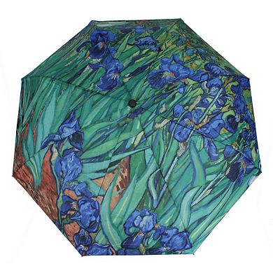 CTM Women's Van Gogh Irises Auto Open Compact Umbrella