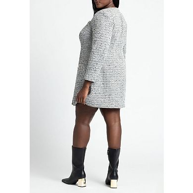 ELOQUII Women's Plus Size Tweed Long Sleeve Mini Dress
