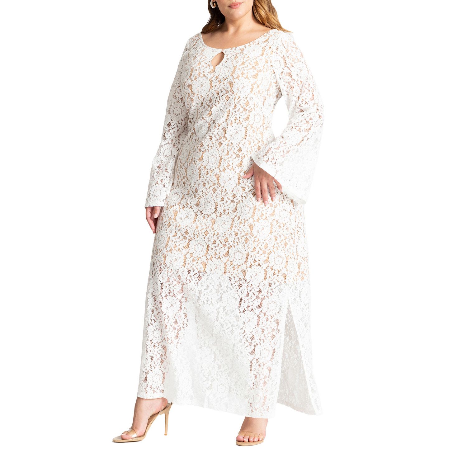 Женские платья ELOQUII Plus Size Lace Keyhole Maxi Dress