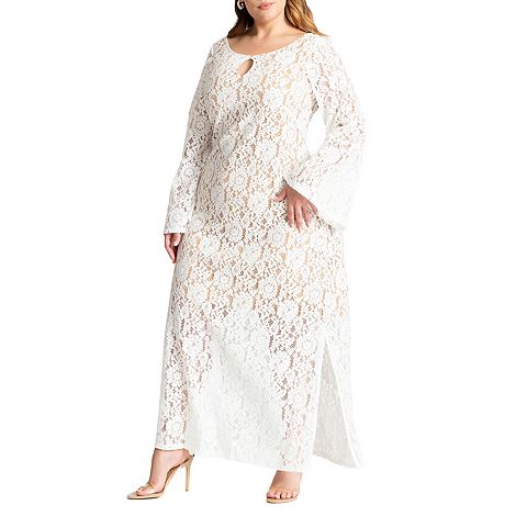 Женские платья ELOQUII Women's Plus Size Lace Keyhole Maxi Dress