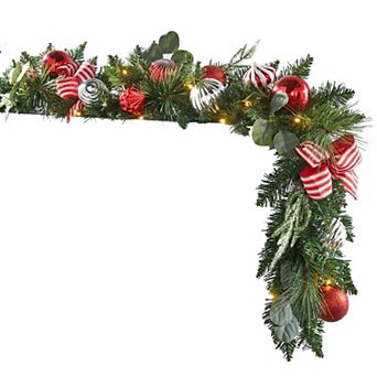 BrylaneHome 6' Pre-Lit Christmas Cheer Garland